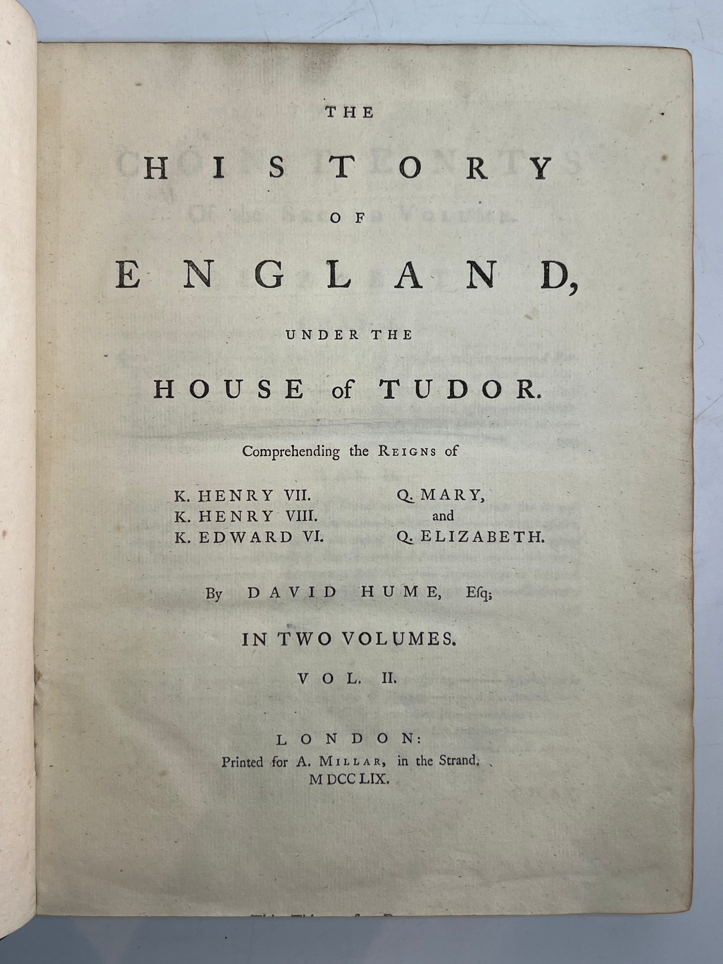 The History of England by David Hume 1759-1762 First Edition