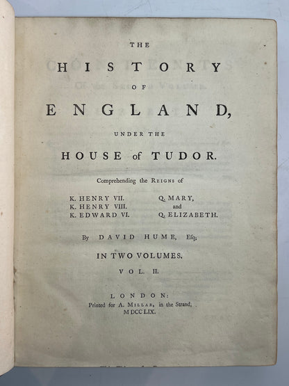 The History of England by David Hume 1759-1762 First Edition