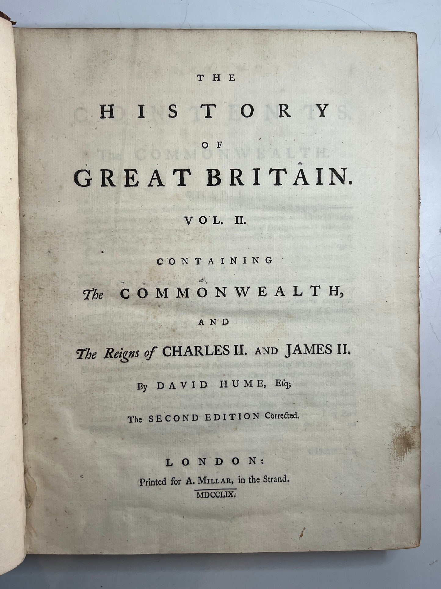 The History of England by David Hume 1759-1762 First Edition