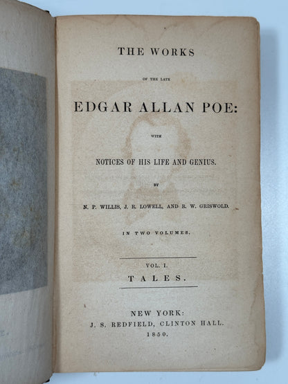 The Works of Edgar Allan Poe 1850-1856 First Editions in Original Cloth