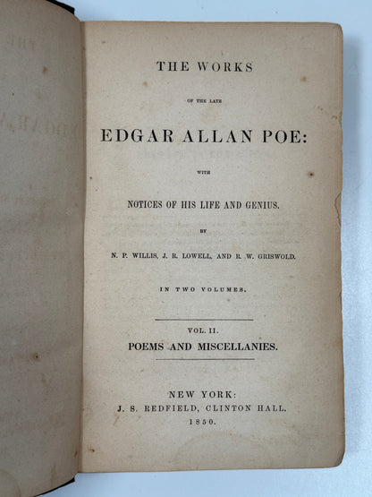 The Works of Edgar Allan Poe 1850-1856 First Editions in Original Cloth