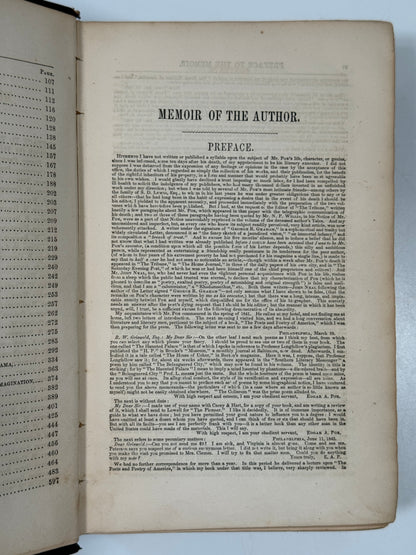 The Works of Edgar Allan Poe 1850-1856 First Editions in Original Cloth