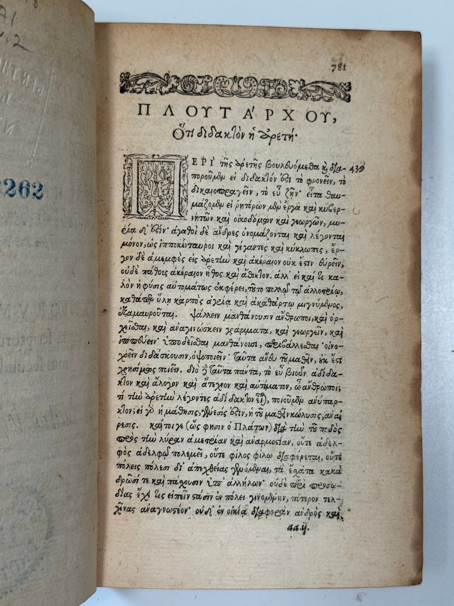 The Works of Plutarch 1572 First Edition