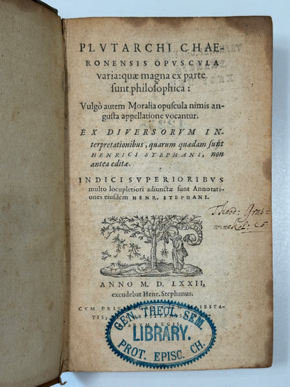 The Works of Plutarch 1572 First Edition