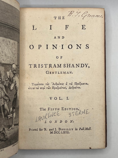 Tristram Shandy by Laurence Sterne 1761-1767 First Edition, Double Signed