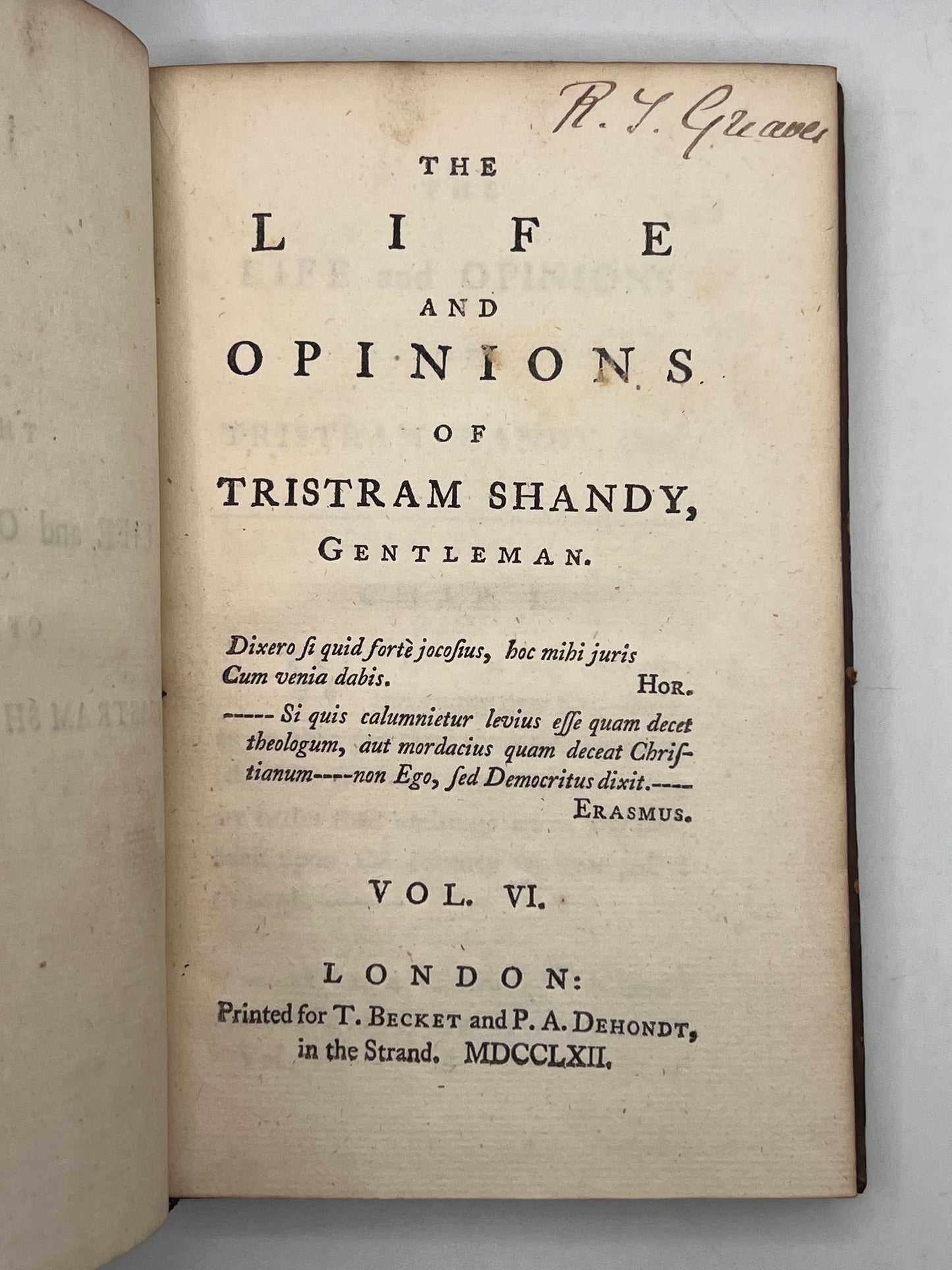 Tristram Shandy by Laurence Sterne 1761-1767 First Edition, Double Signed