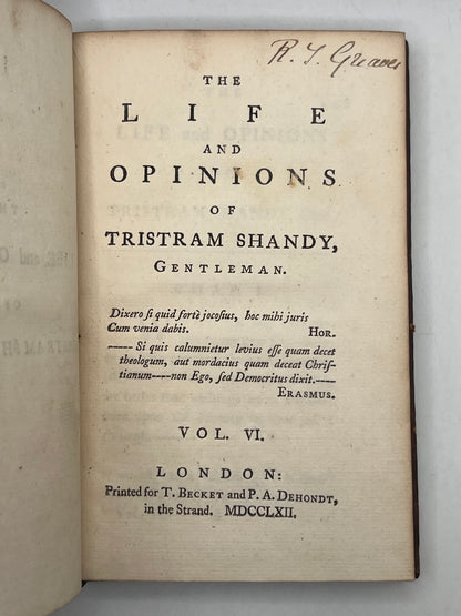 Tristram Shandy by Laurence Sterne 1761-1767 First Edition, Double Signed