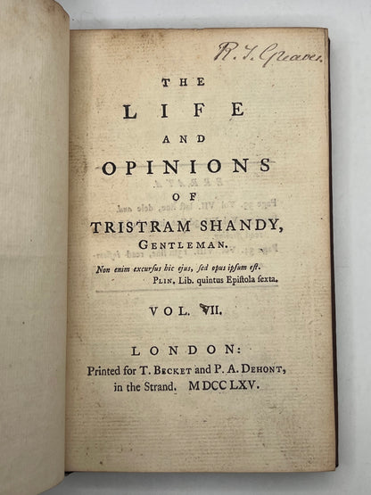 Tristram Shandy by Laurence Sterne 1761-1767 First Edition, Double Signed