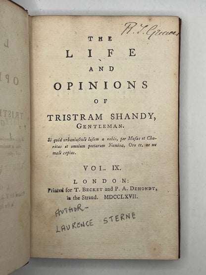 Tristram Shandy by Laurence Sterne 1761-1767 First Edition, Double Signed