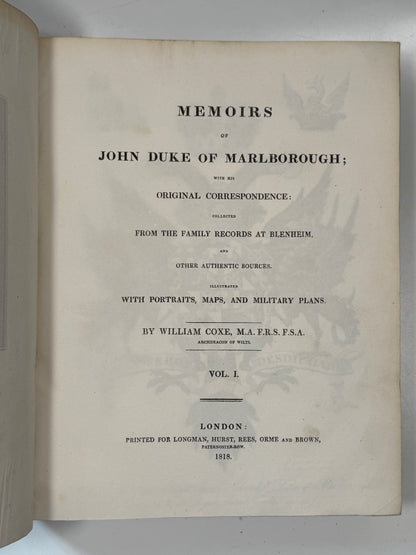 The Memoirs of John Duke of Marlborough 1818 First Edition