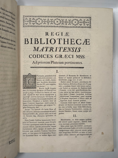 Regiae Bibliothecae Matritensis Codices 1769 Important Bibliography First Edition