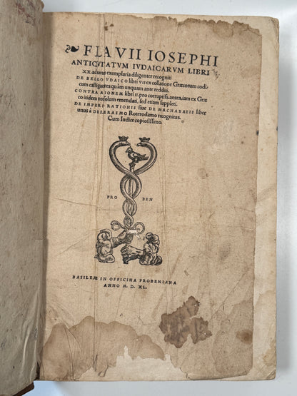 Josephus Antiquiatum Judaicarum 1540 Froben Press