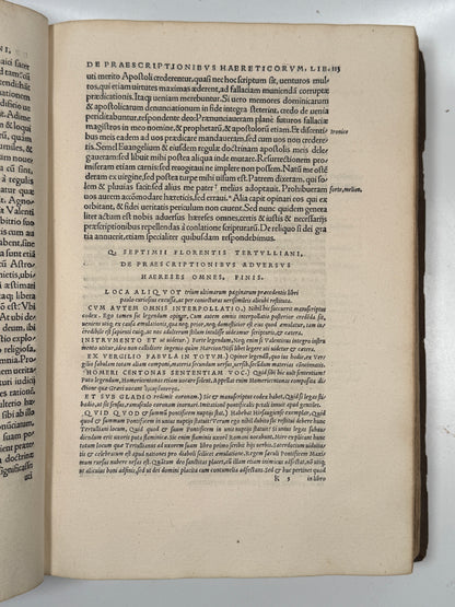 The Works of Tertullian 1528 John Calvin's Edition