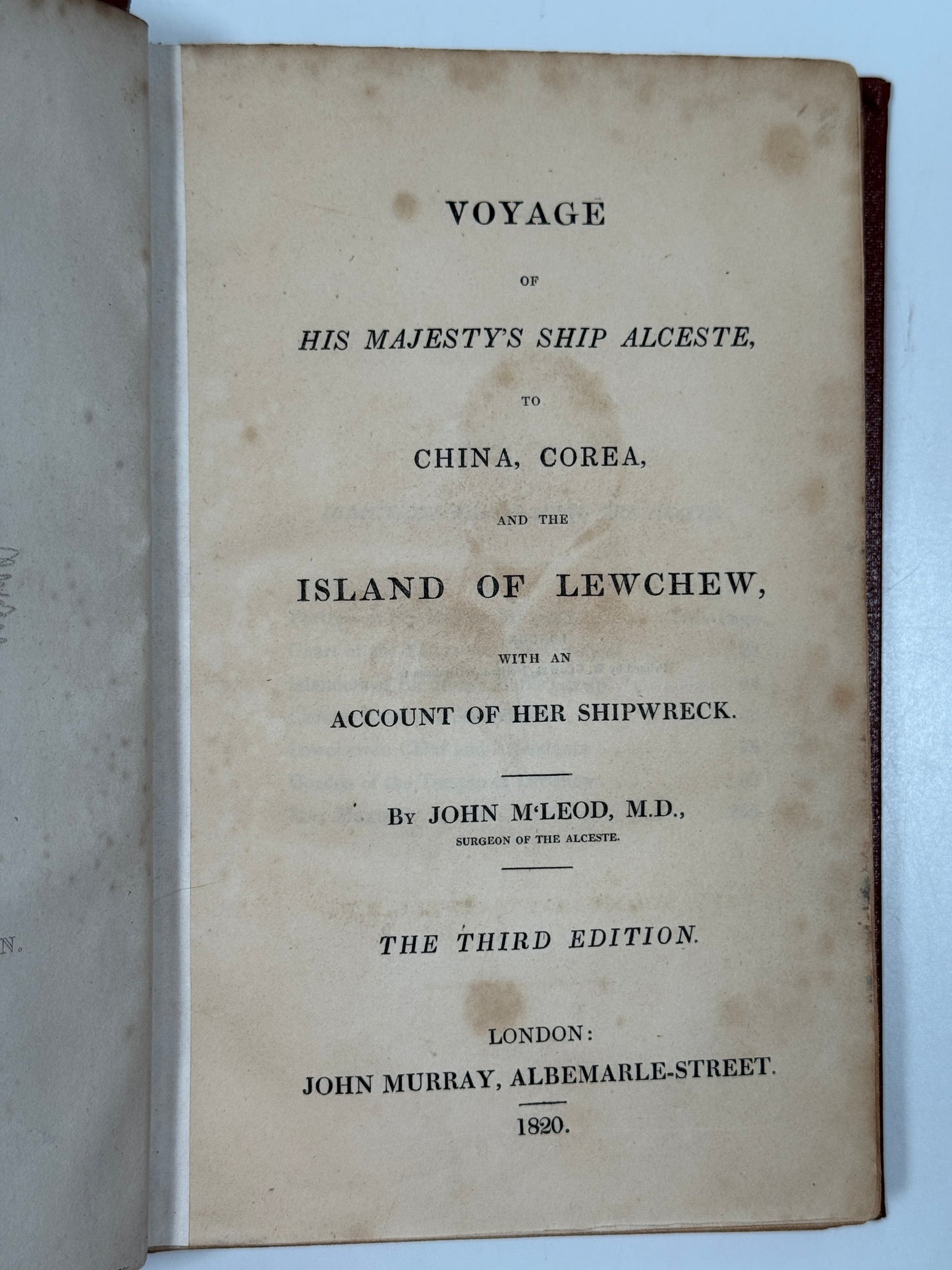 Maxwell's Voyage to China, Korea 1820 John McLeod