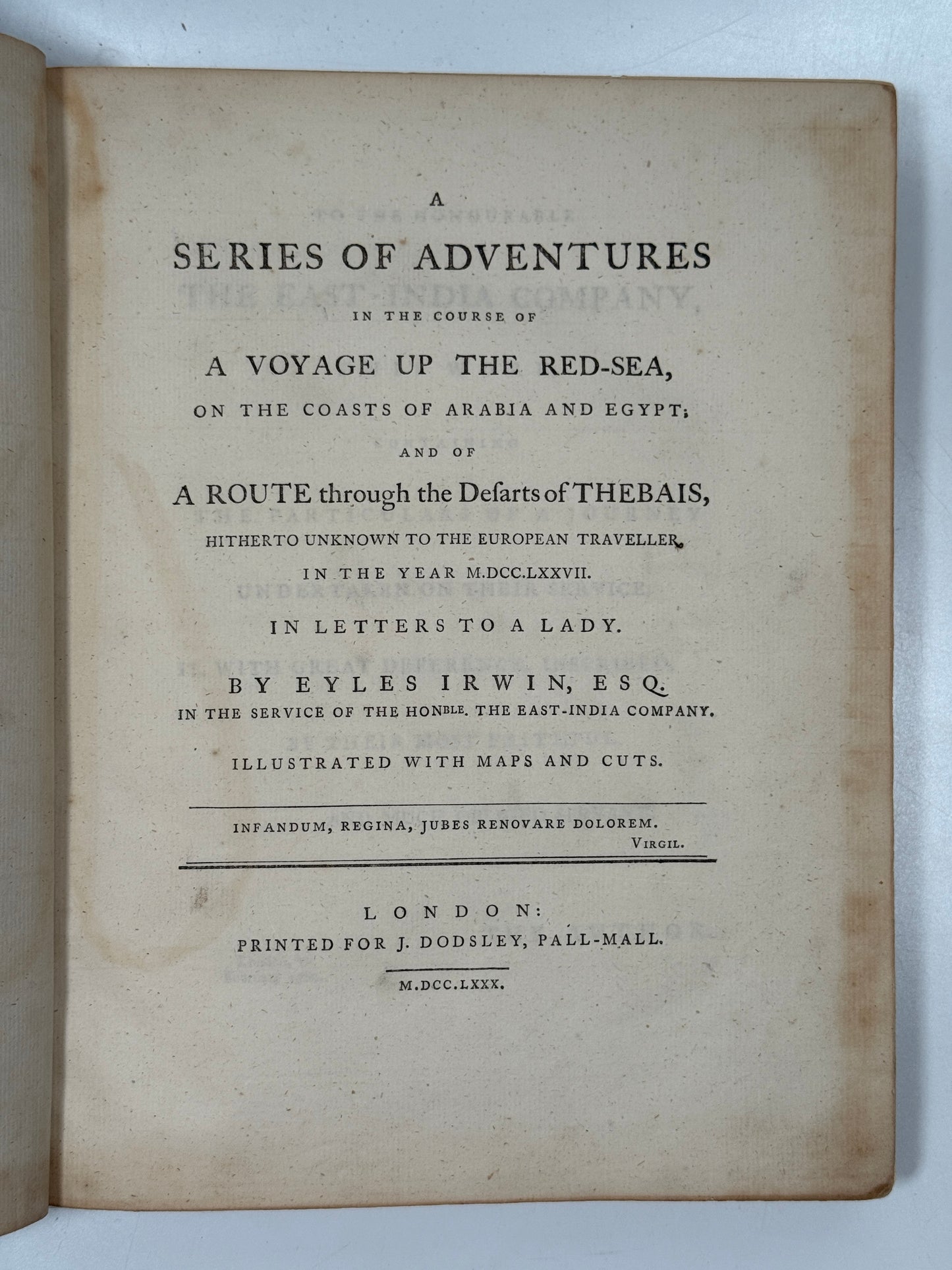 Adventures in the Course of a Voyage up the Red-Sea 1780 First Edition