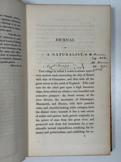 The Journal of a Naturalist by John Knapp 1829 First Edition