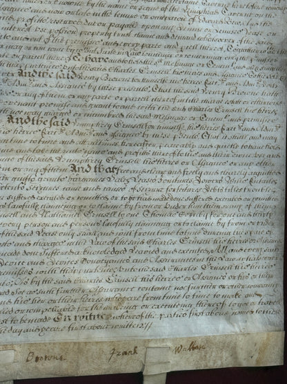 Izaak Walton 1670 Autograph Vellum Document Framed