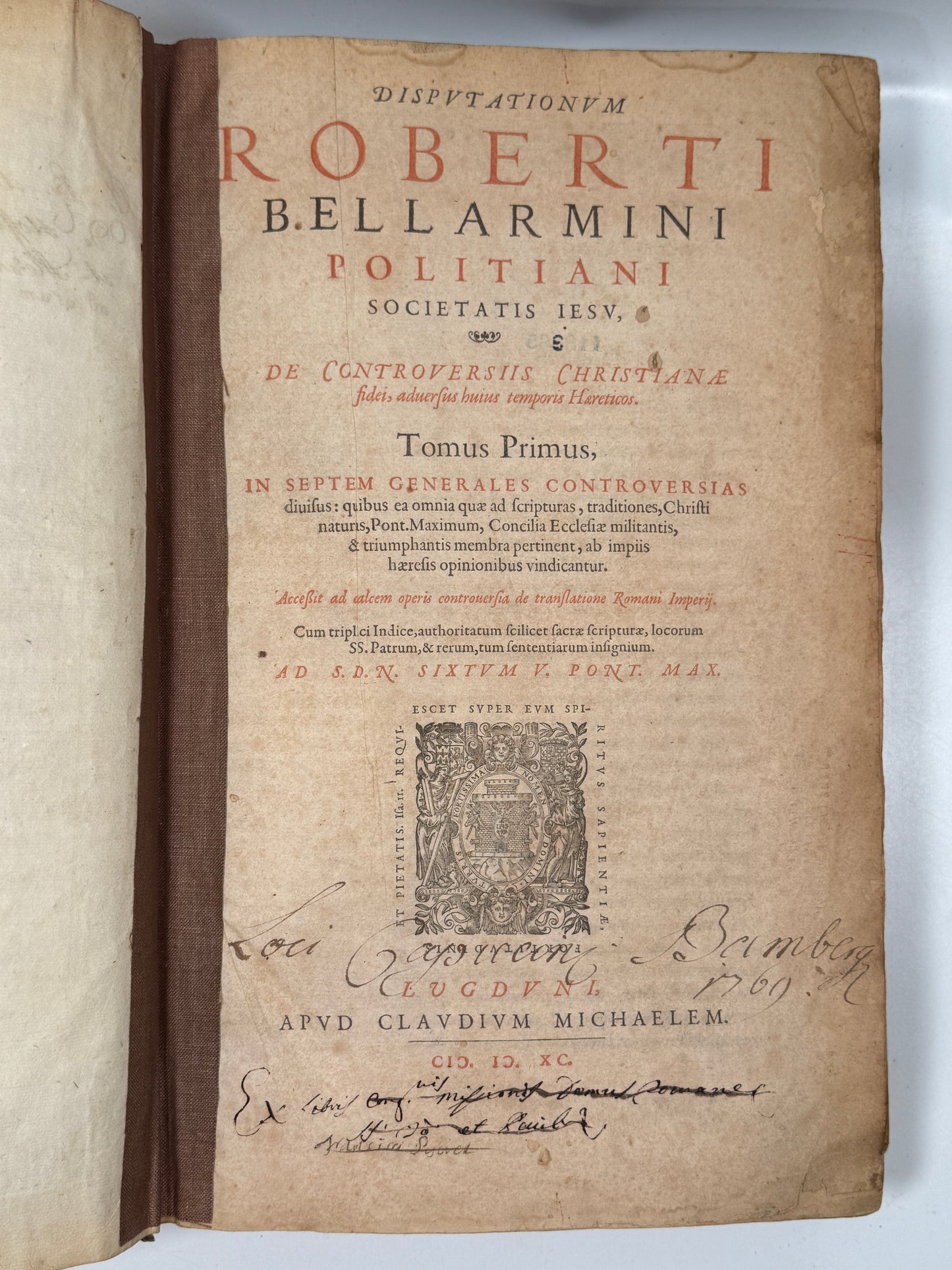 Robert Bellarmine's Disputationes de Controversiis 1590