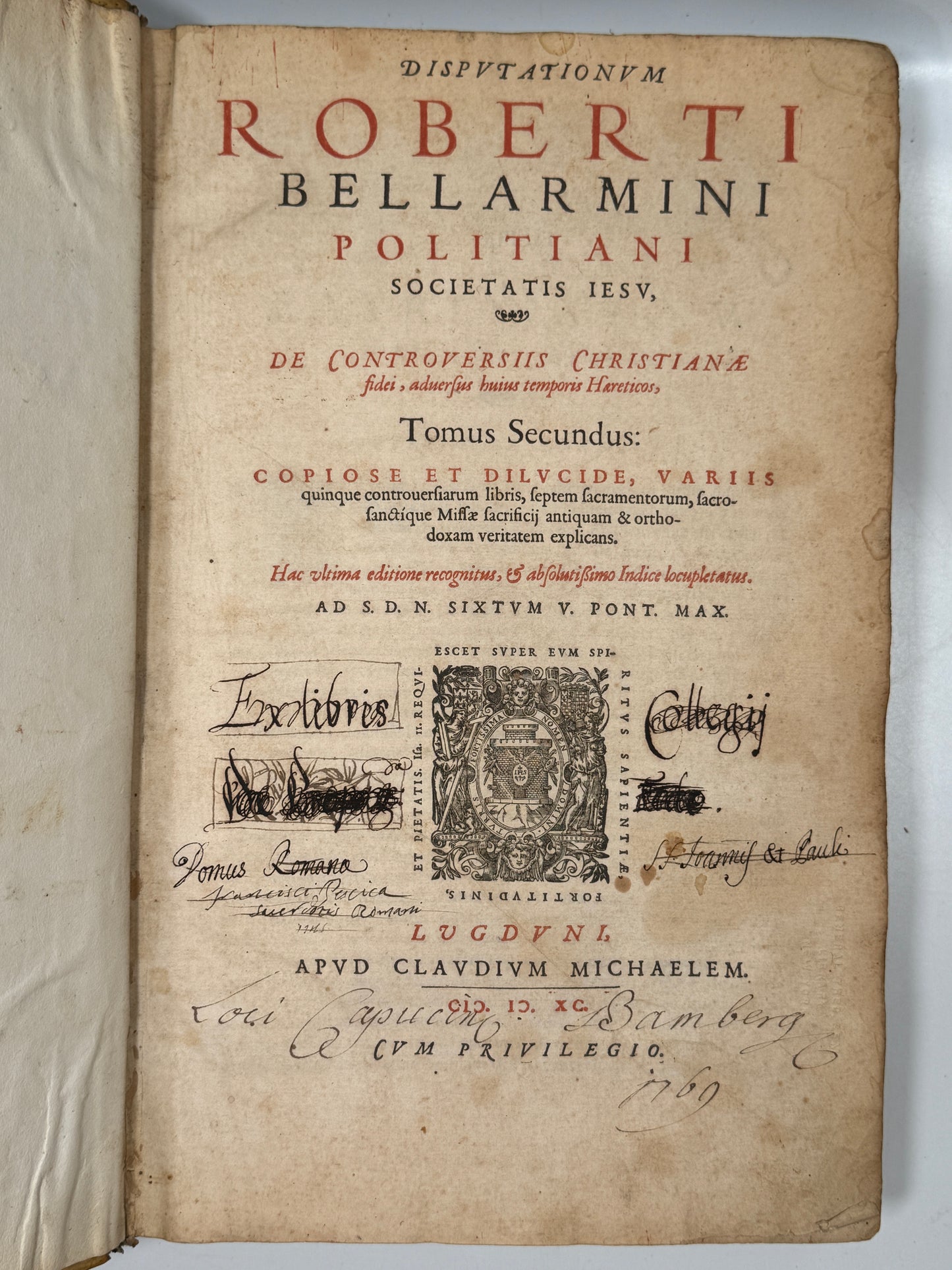Robert Bellarmine's Disputationes de Controversiis 1590