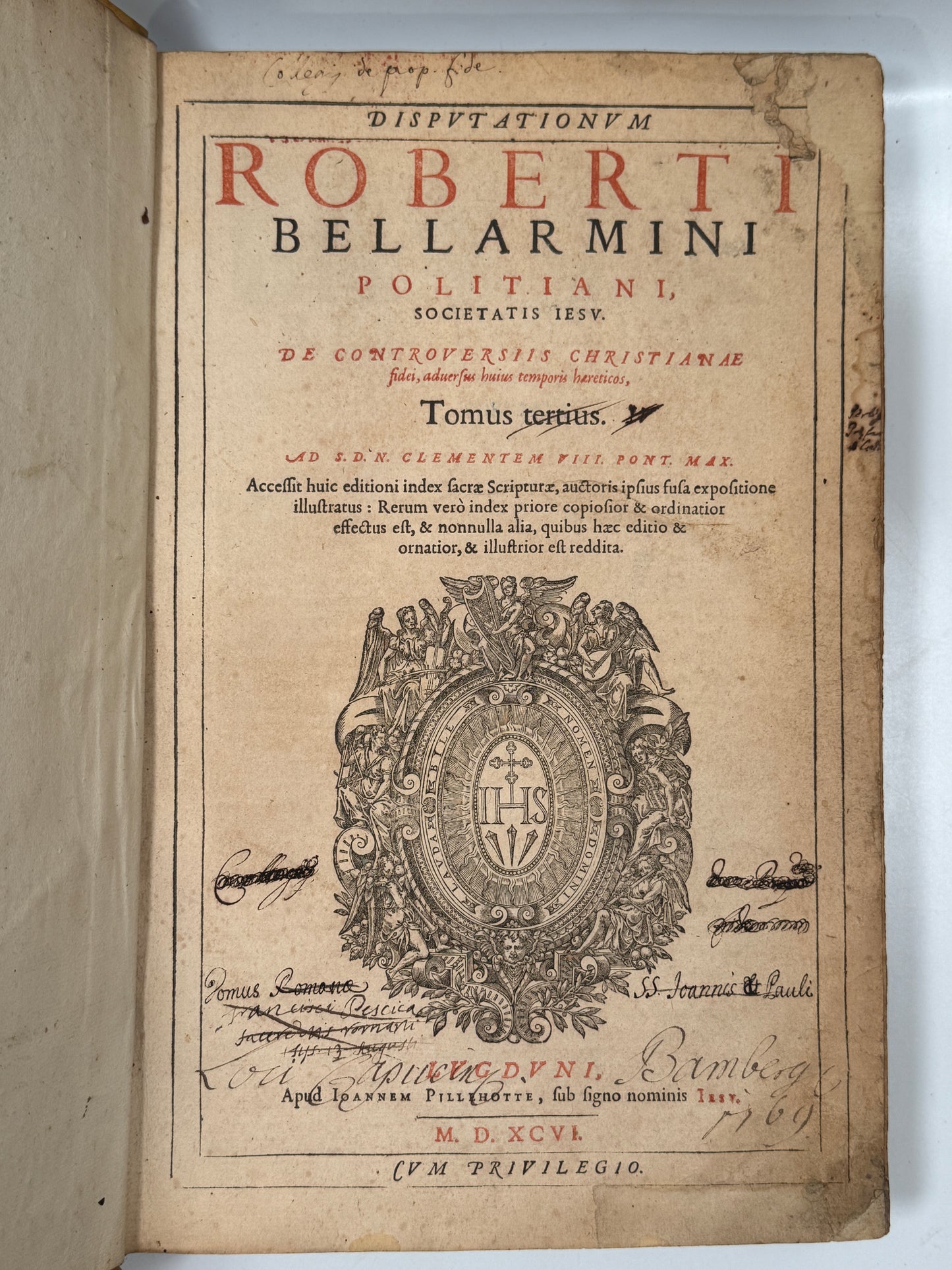 Robert Bellarmine's Disputationes de Controversiis 1590