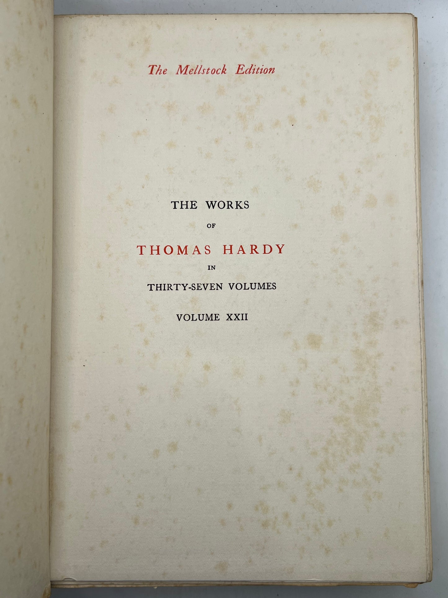 The Works of Thomas Hardy SIGNED 1919-20 Mellstock Edition