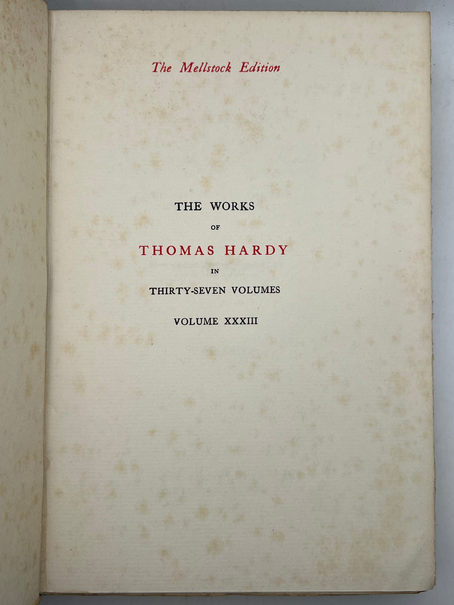 The Works of Thomas Hardy SIGNED 1919-20 Mellstock Edition