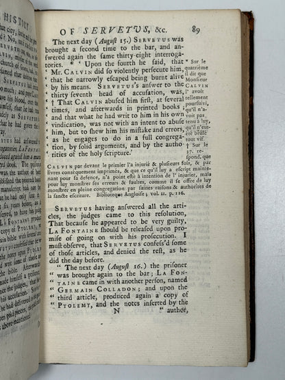 An Impartial History of Michael Servetus 1724 First Edition
