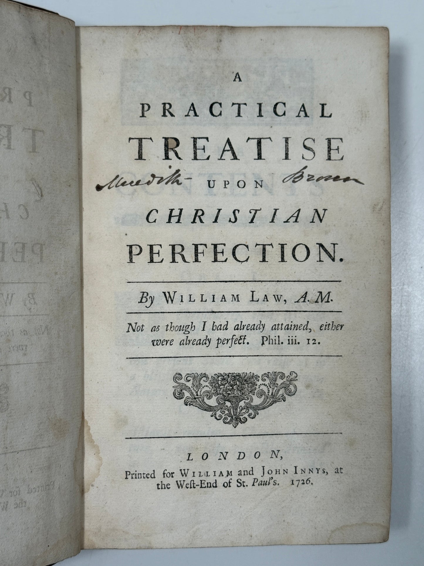 A Practical Treatise Upon Christian Perfection by William Law 1726