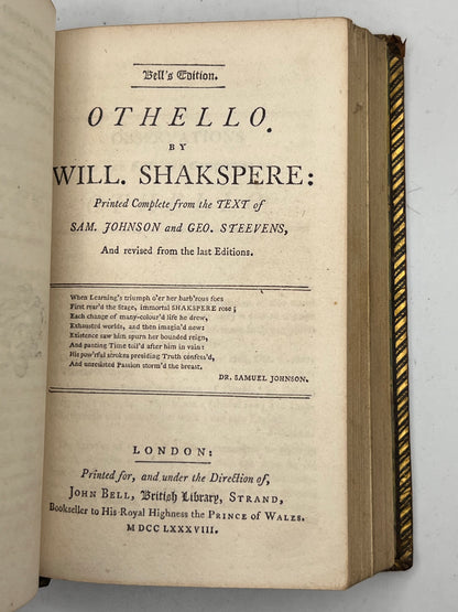 The Works of William Shakespeare 1788 Bell's Edition