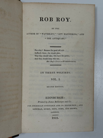 Rob Roy by Sir Walter Scott 1818 Second Edition