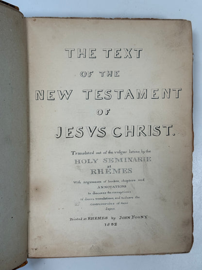 1582 New Testament Douay Rheims First Edition