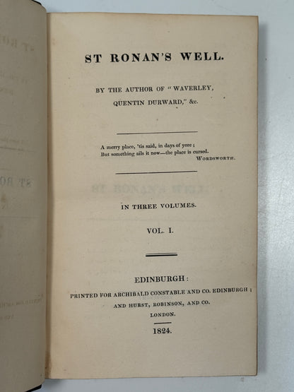 St Ronan's Well by Sir Walter Scott 1824 First Edition