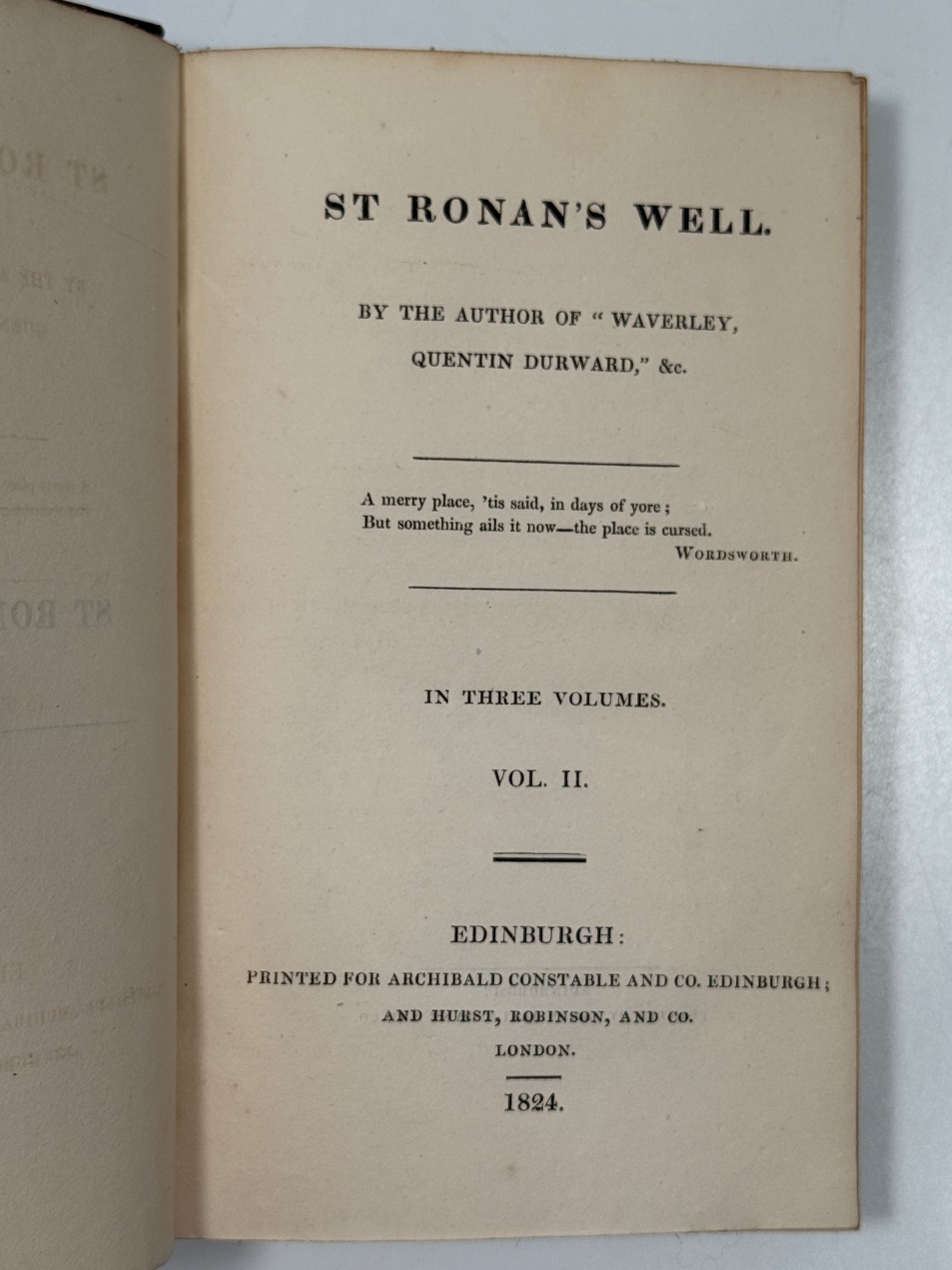 St Ronan's Well by Sir Walter Scott 1824 First Edition