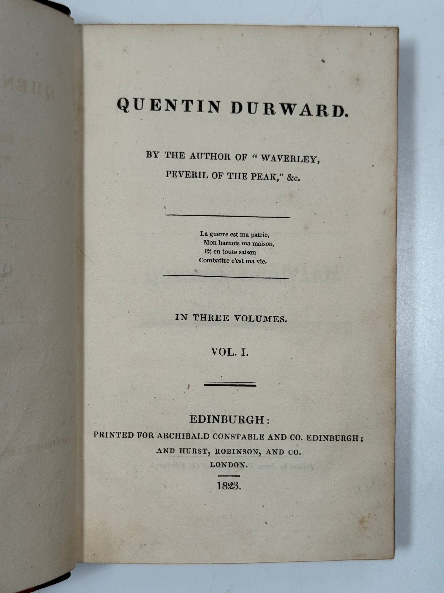 Quentin Durward by Walter Scott 1823 First Edition