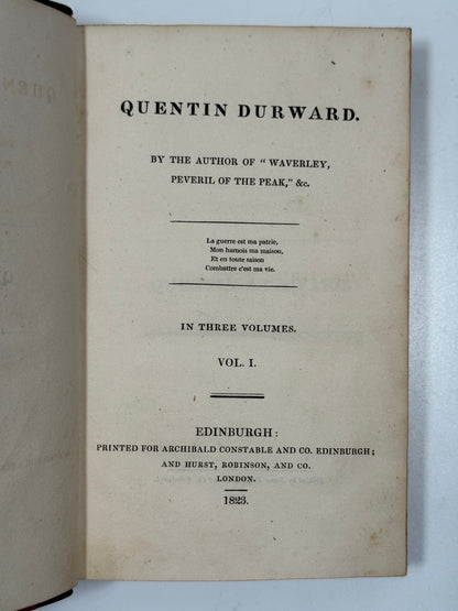 Quentin Durward by Walter Scott 1823 First Edition