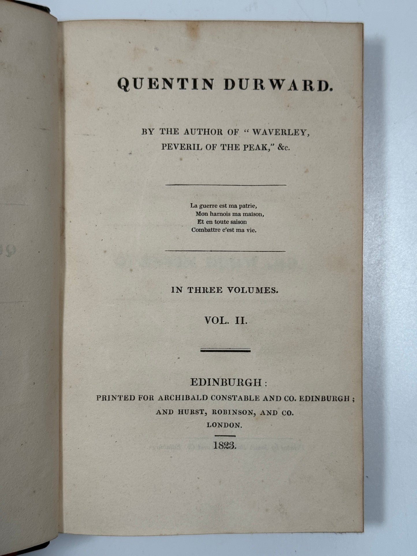 Quentin Durward by Walter Scott 1823 First Edition