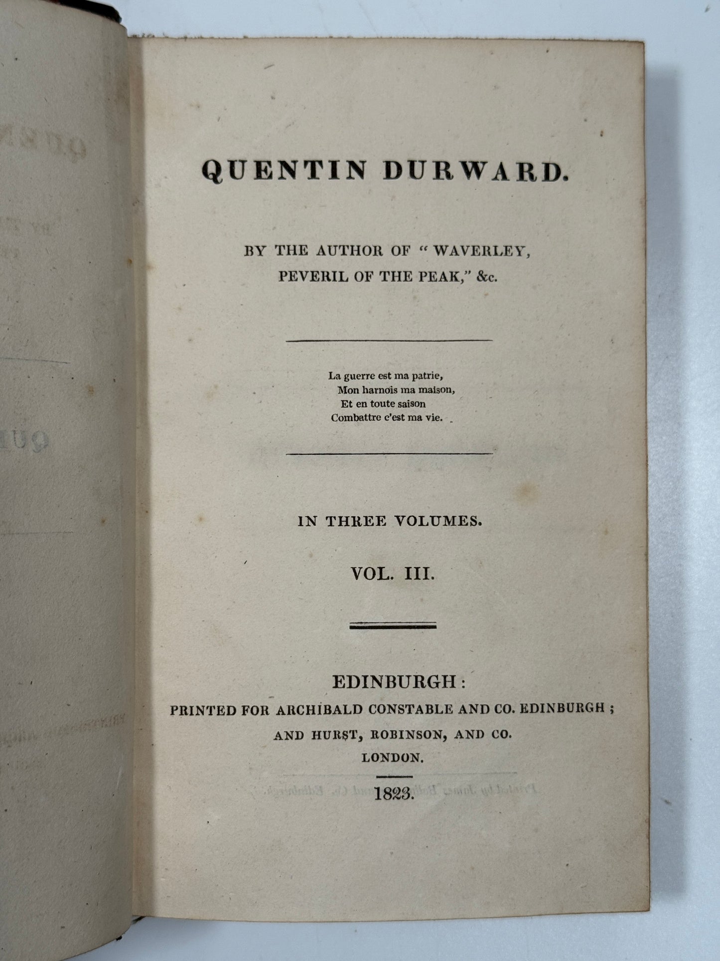Quentin Durward by Walter Scott 1823 First Edition