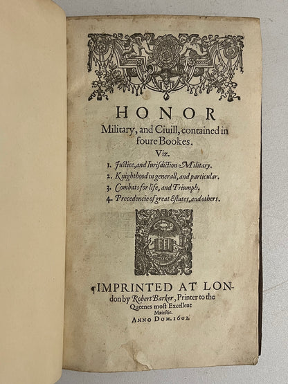 Honor Military and Civill by William Segar 1602 First Edition