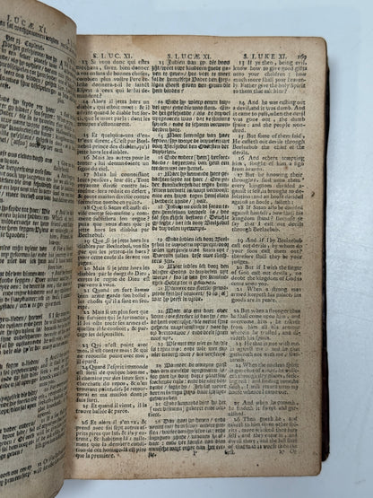 Polyglot New Testament 1684 French, English, Dutch; Triglot