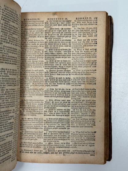 Polyglot New Testament 1684 French, English, Dutch; Triglot