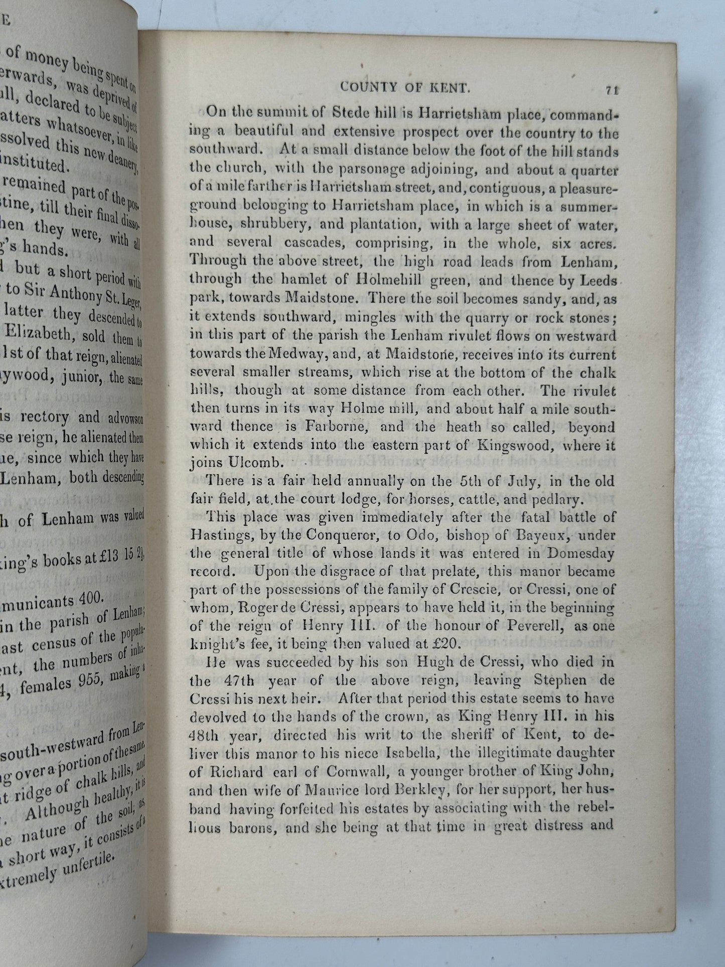 The History of Kent 1828-1830