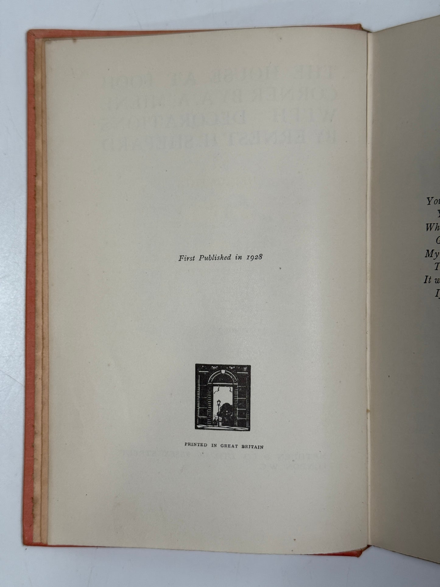 House at Pooh Corner by A.A Milne 1928 First Edition First Impression with Dust Jacket