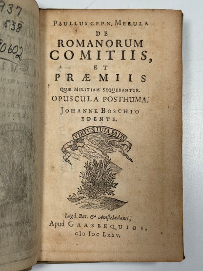 Ancient Rome Military History 1675 Paul Merula Presentation Copy