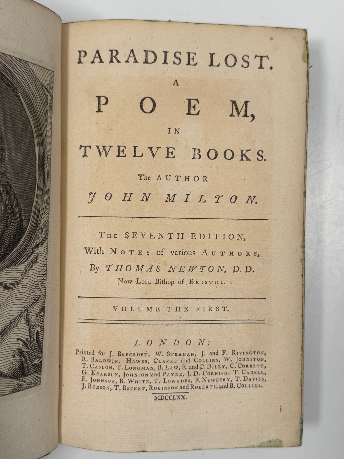 Paradise Lost by John Milton 1770 Thomas Newton Edition