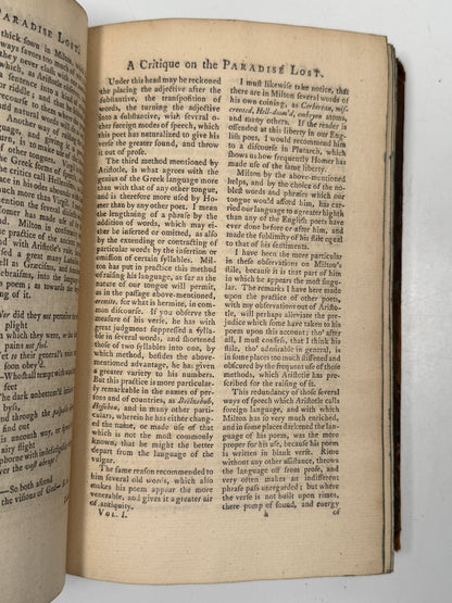 Paradise Lost by John Milton 1770 Thomas Newton Edition