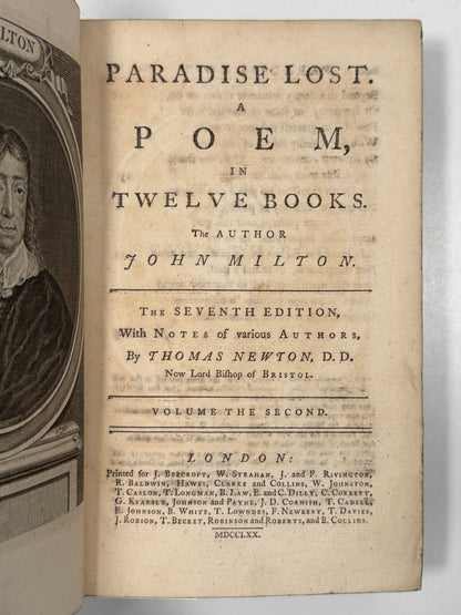 Paradise Lost by John Milton 1770 Thomas Newton Edition