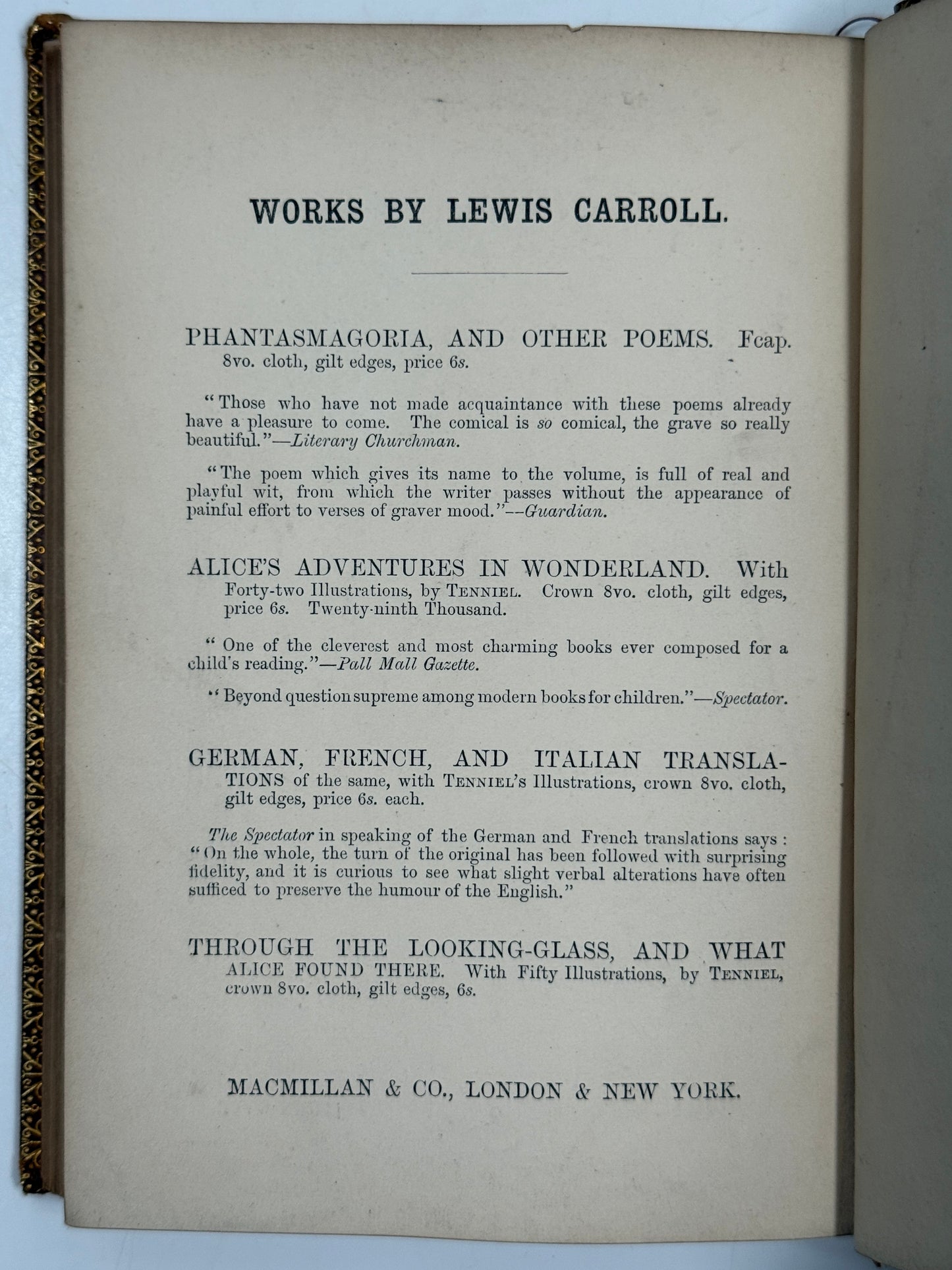 Through the Looking Glass by Lewis Carroll 1872 First Edition