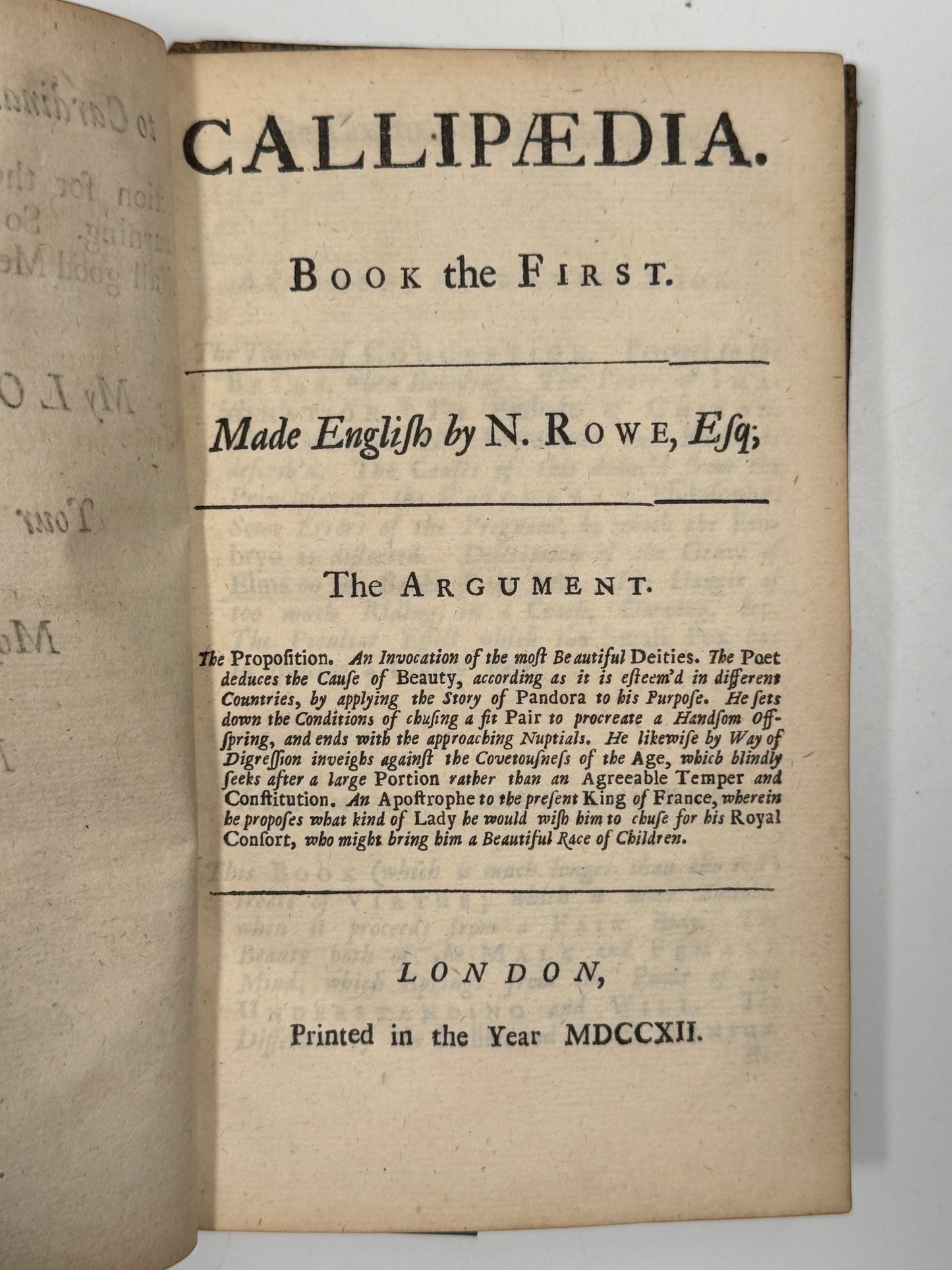 Callipaedia Nicholas Rowe 1712 Fine Cottage Roof Restoration Binding