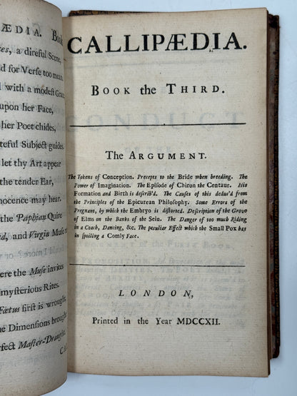 Callipaedia Nicholas Rowe 1712 Fine Cottage Roof Restoration Binding