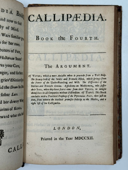 Callipaedia Nicholas Rowe 1712 Fine Cottage Roof Restoration Binding